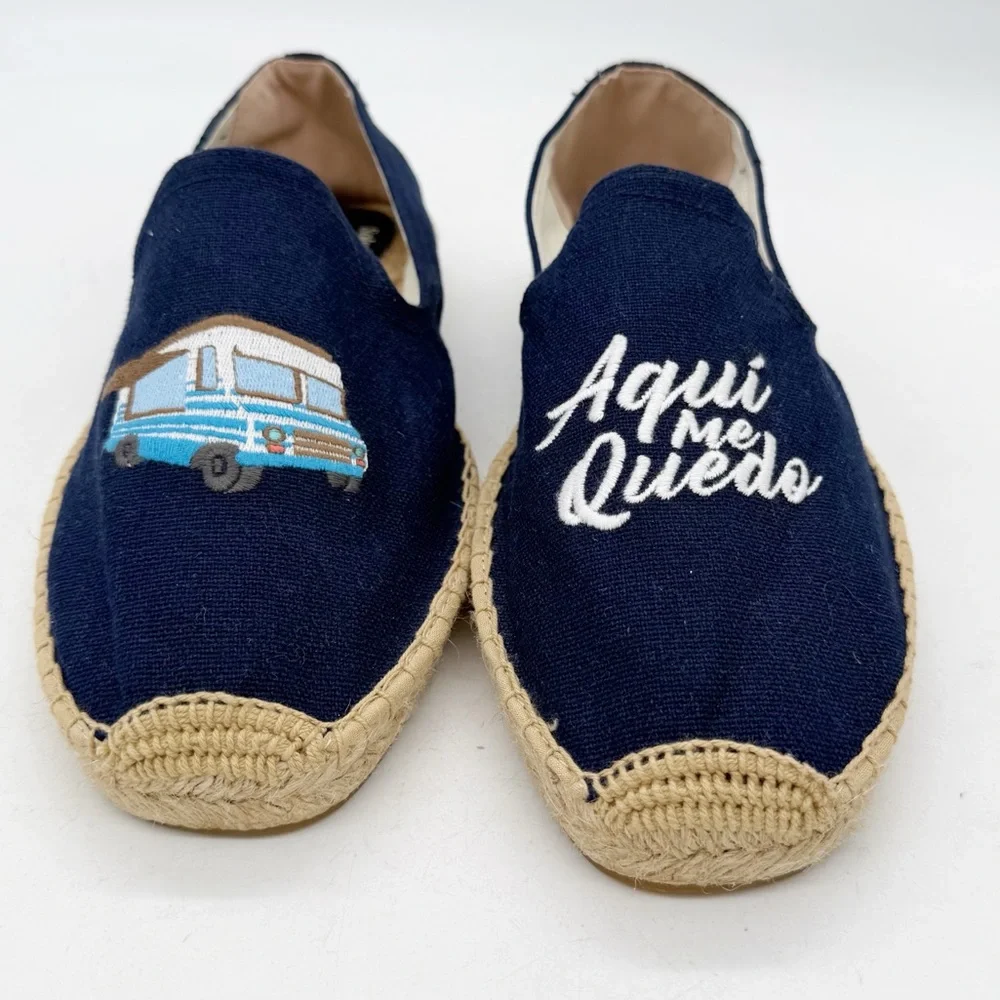 Soludos x Rosewood Aqui Me Quedo Navy Blue Slip-On Espadrille Size 13 Vacation